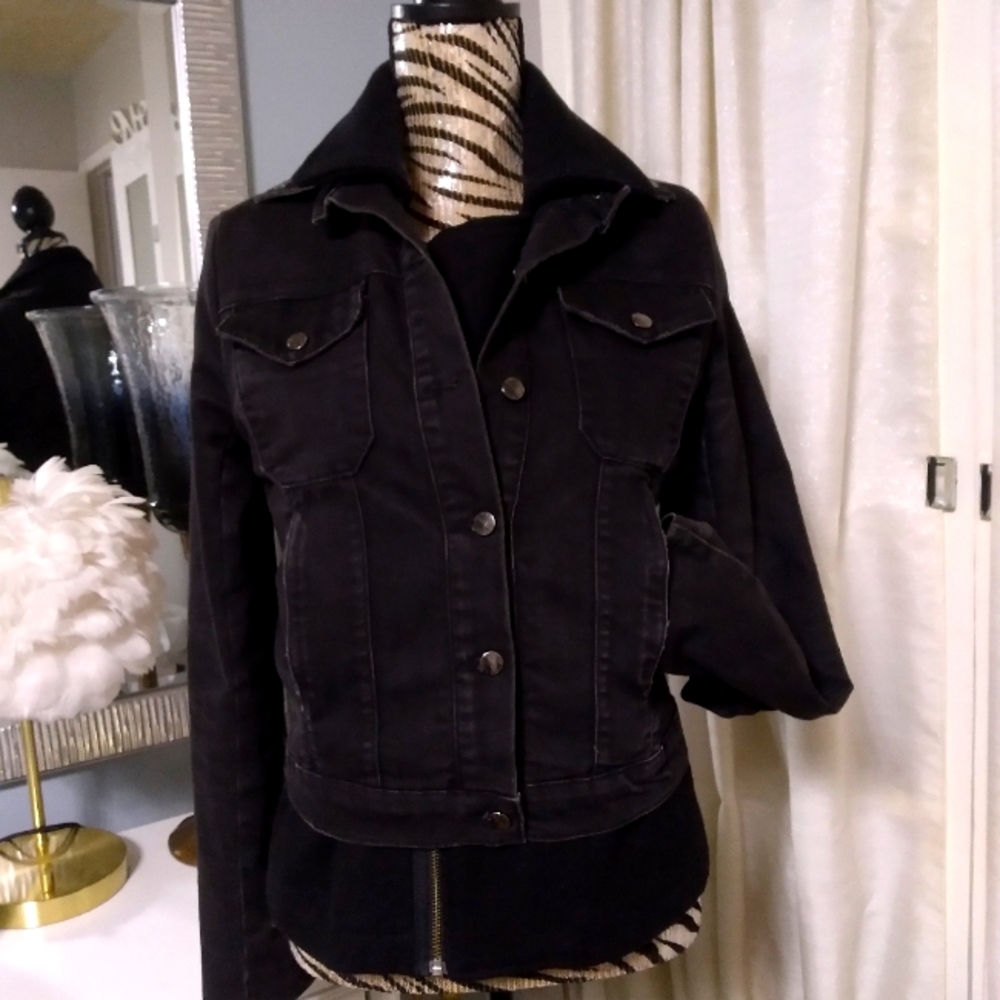CURRENT/ELLIOT denim & wool layered jean jacket/coat size 1